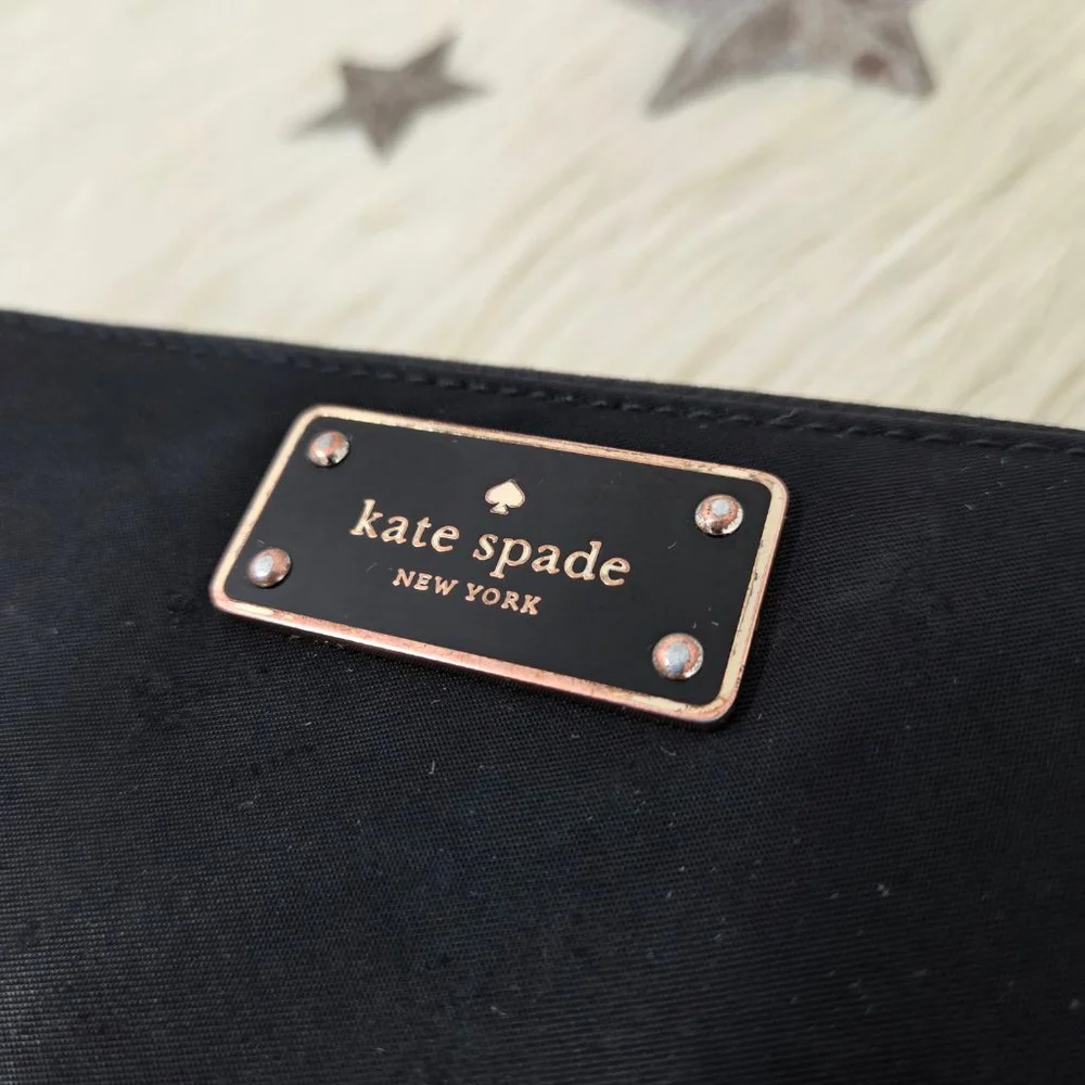 Kate Spade Wilson Road Neda Black nylon Wallet ziparound zipper